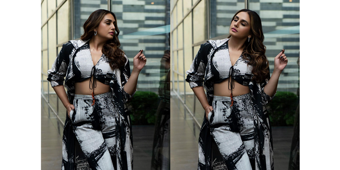 Huma Qureshi’s Heartwarming Pose and Strut in this Stylish Monochrome Co-ord Set Captivates Us